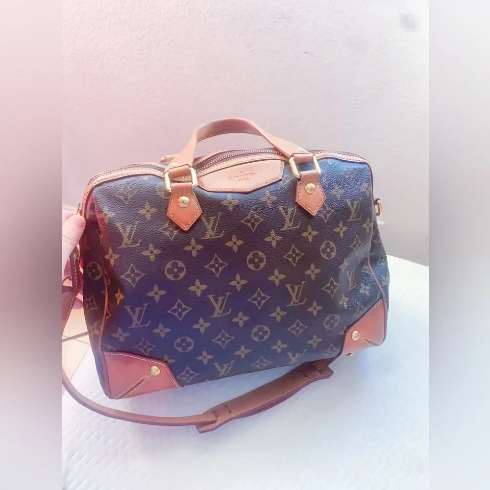 Louis Vuitton Brown and Tan Monogram Canvas‎ Retiro GM Bag Satchel